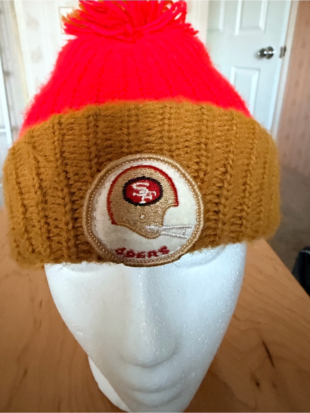 Vintage San Francisco 49ers Knit Pom Beanie Red/Gold Wigwan Mills 1980s